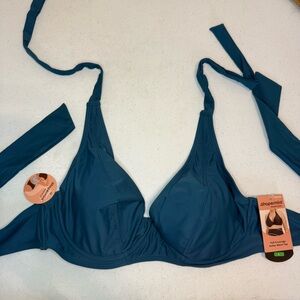 NWT Shapermint Blue Full Coverage Halter Bikini Top Size L Swim, Beach, Cruise